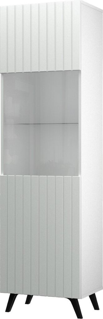 Vitrine Diverse DV3 Vitrinenschrank 50x182x42 cm Gefräste Front Weiß/Weiß/Muster 5