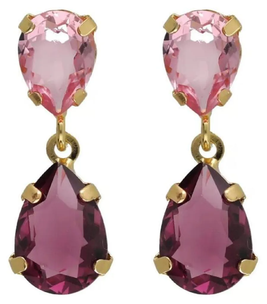 Boucles d'oreilles mariage ou soirée Glory cristaux roses chic