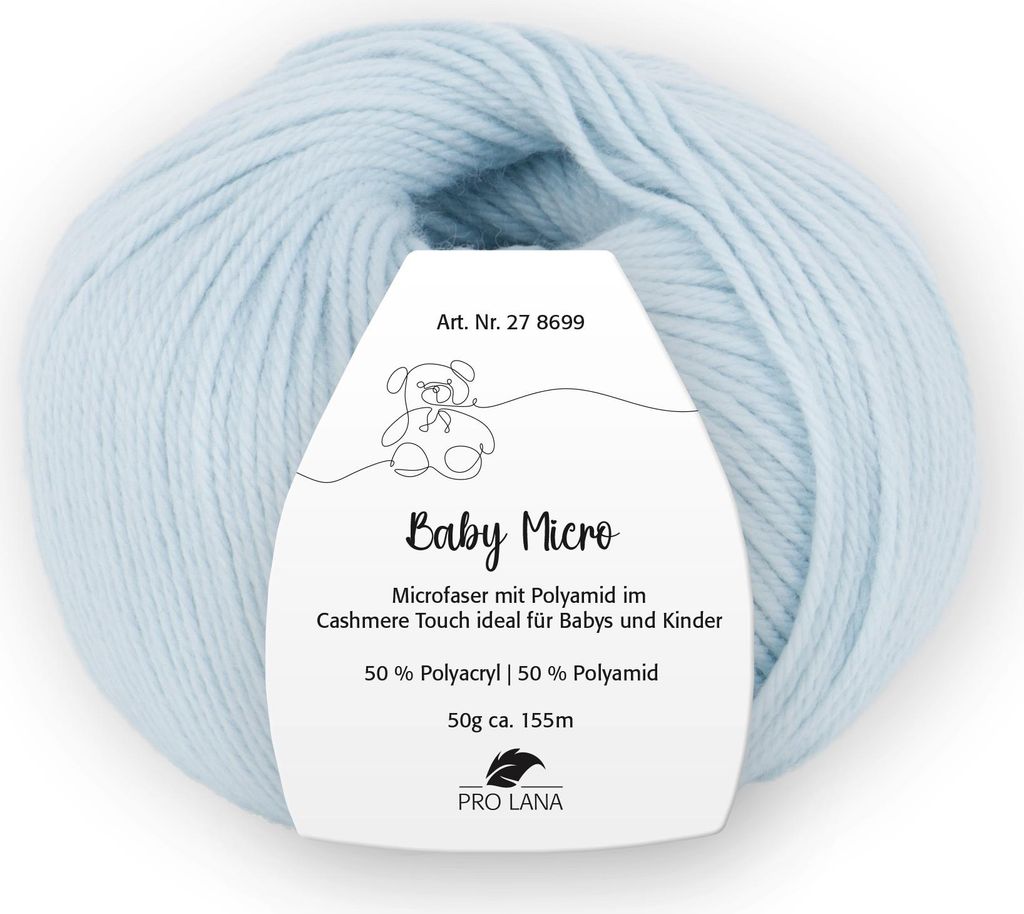 Pro Lana Baby Micro Garn super weich – 50% Polyacryl & 50% Polyamid, , ideal für Babydecken & Babykleidung 56 hellblau
