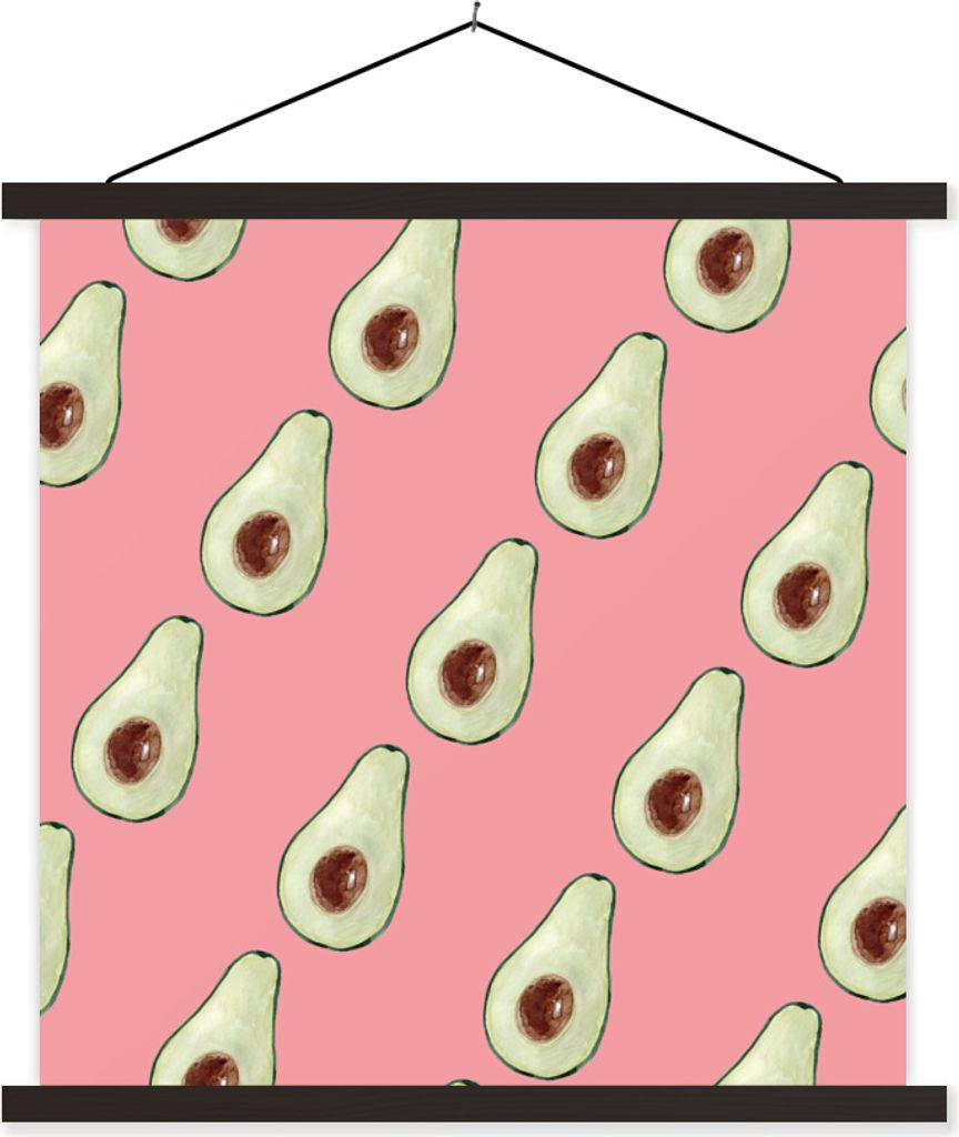 MuchoWow Textilposter Avocado - Rosa - Frucht 40x40 cm mit schwarzem Rahmen - Fotos