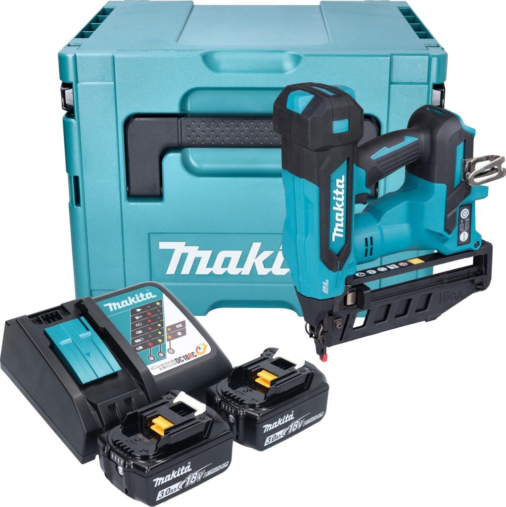 Makita DBN 601 RFJ Akku Nagler 18 V 19 - 64 mm Brushless + 2x Akku 3,0 Ah + Ladegerät + Makpac