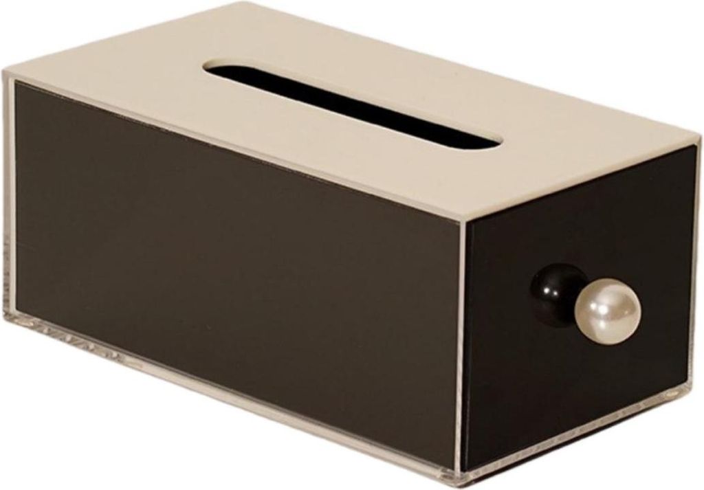 INF Elegante Perlen Acryl Taschentuchbox - Stilvoller PMMA Serviettenhalter Schwarz