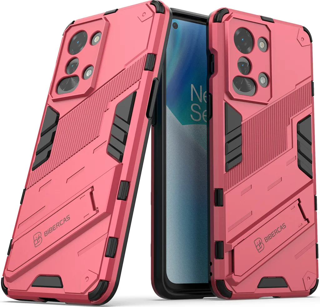 Custodia per OnePlus Nord 2T Custodia protettiva ibrida in PC TPU antiurto con funzione di supporto Rosa