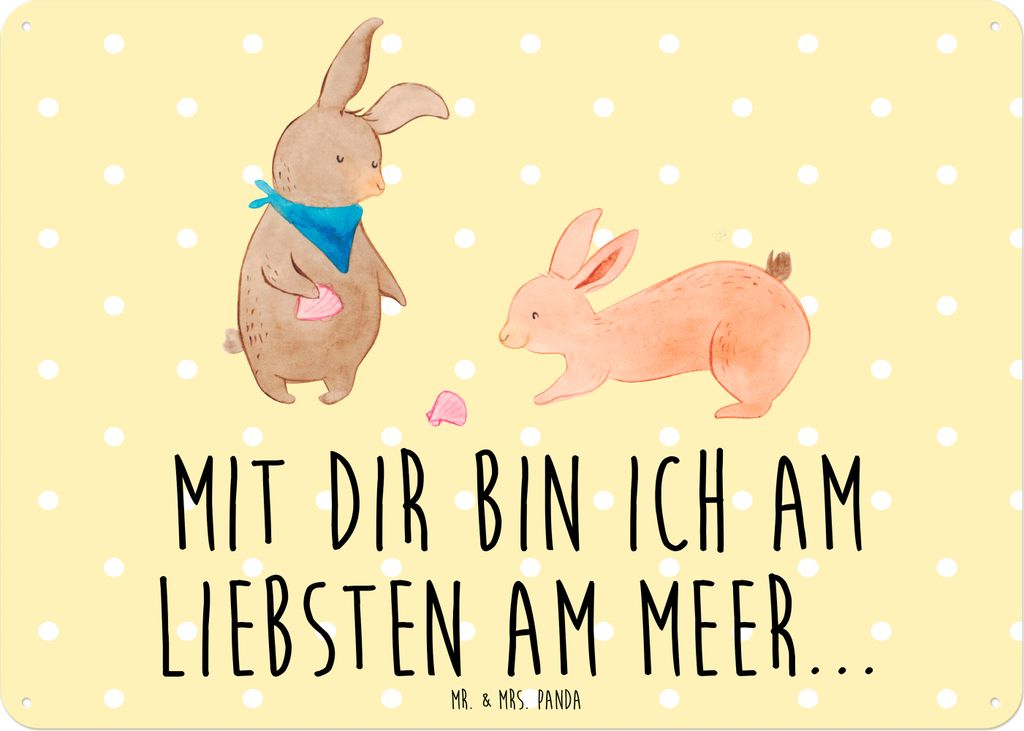 Mr. & Mrs. Panda tafel Hasen Muschel DIN A6 - Gelb Pastell - Geschenk, BFF, Magnetschild, Schild, Strand, Muttertag, wandtafel, Best Friends, Musch...