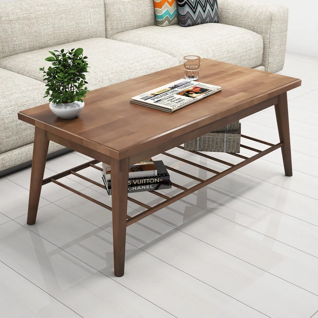 Table Basse de Salon Sakura en Bois de Noyer - Mobilier Skye Decor Chic - 2