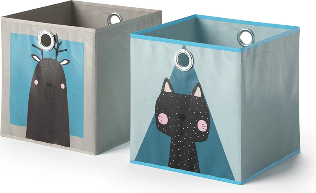 OFFERTA Set 2 Scatole Vicco 30x30 Grigio/Blu - Ordine Immediato