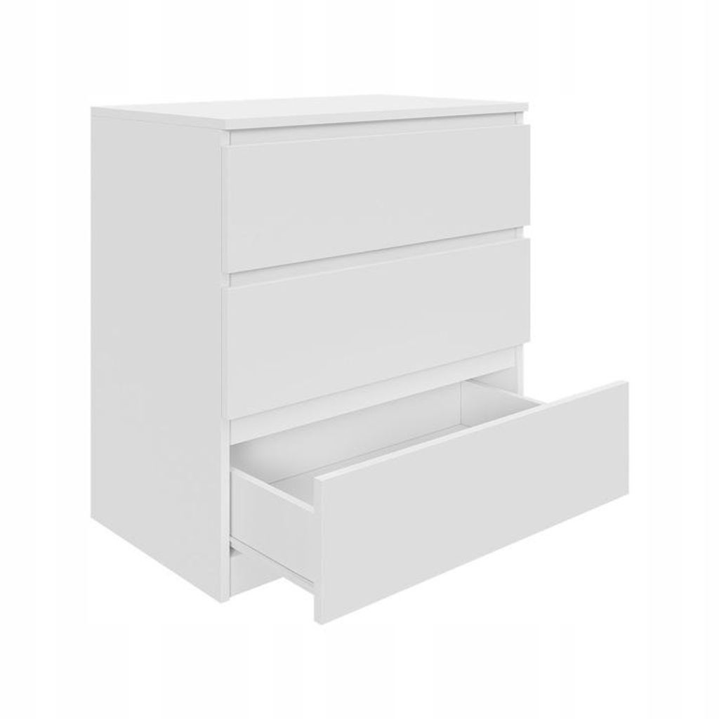 Kommode 70cm AVEN Weiß,  3 Schubladen, Sideboard,  Produktbild 