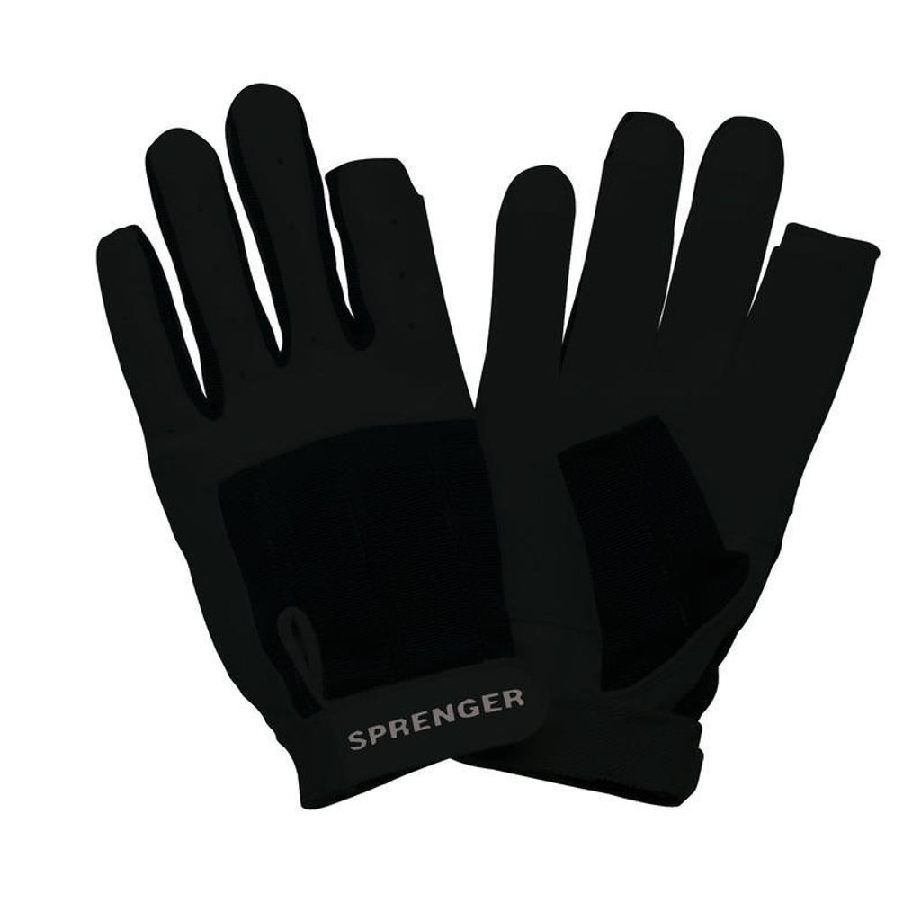 Segel-Handschuhe XL - Ziegenleder, schwarz, Daumen und Zeigefinger ohne Kuppen