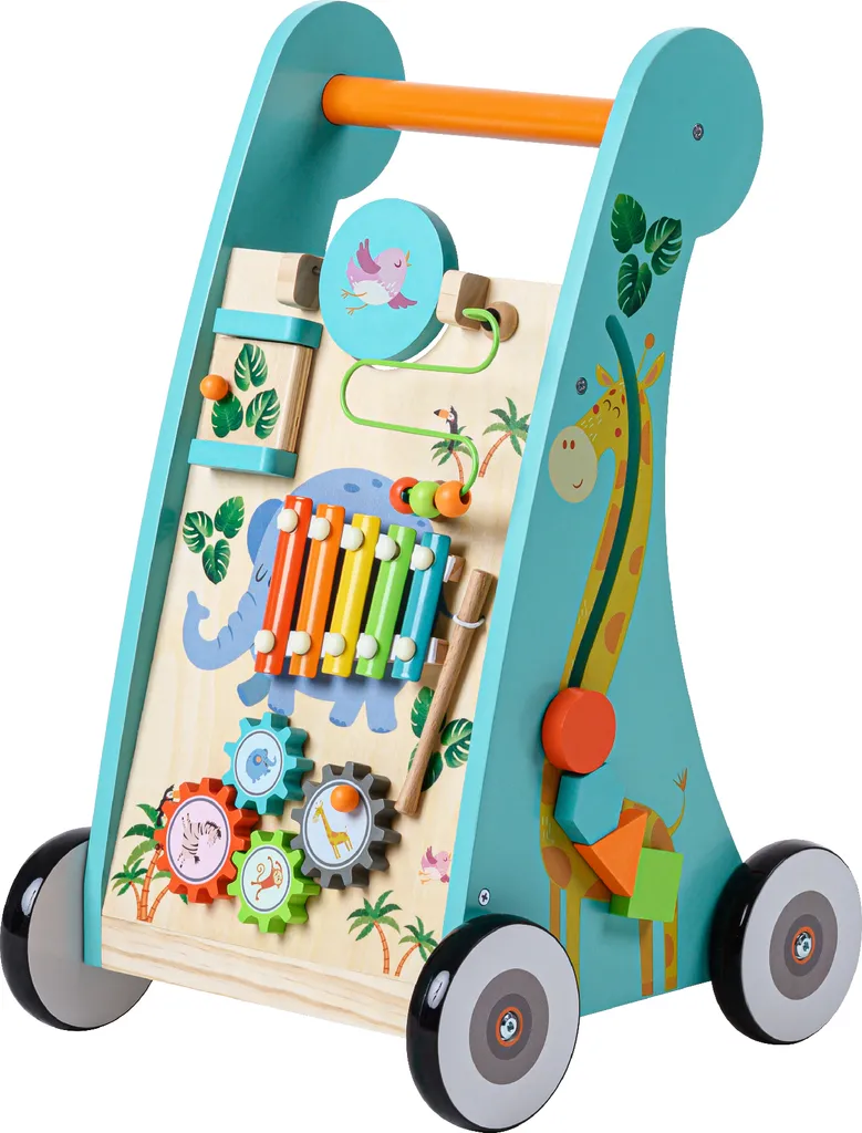 Chariot de marche et centre d'éveil en bois pour enfant Teamson Bleu