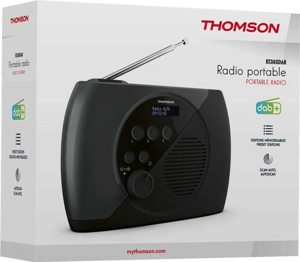 Radio numérique DAB+ et FM Thomson RT350DAB noire avec enceinte Bluetooth