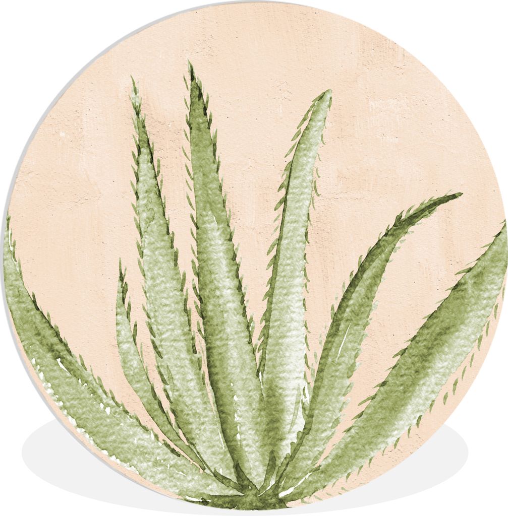 MuchoWow Rundes Wandbild - Runde Bilder Aquarell - Sukkulente - Böhmisch - Botanisch Ø 60 cm Kreis Wanddekoration Kunststoff - Wandkreis - Wand...