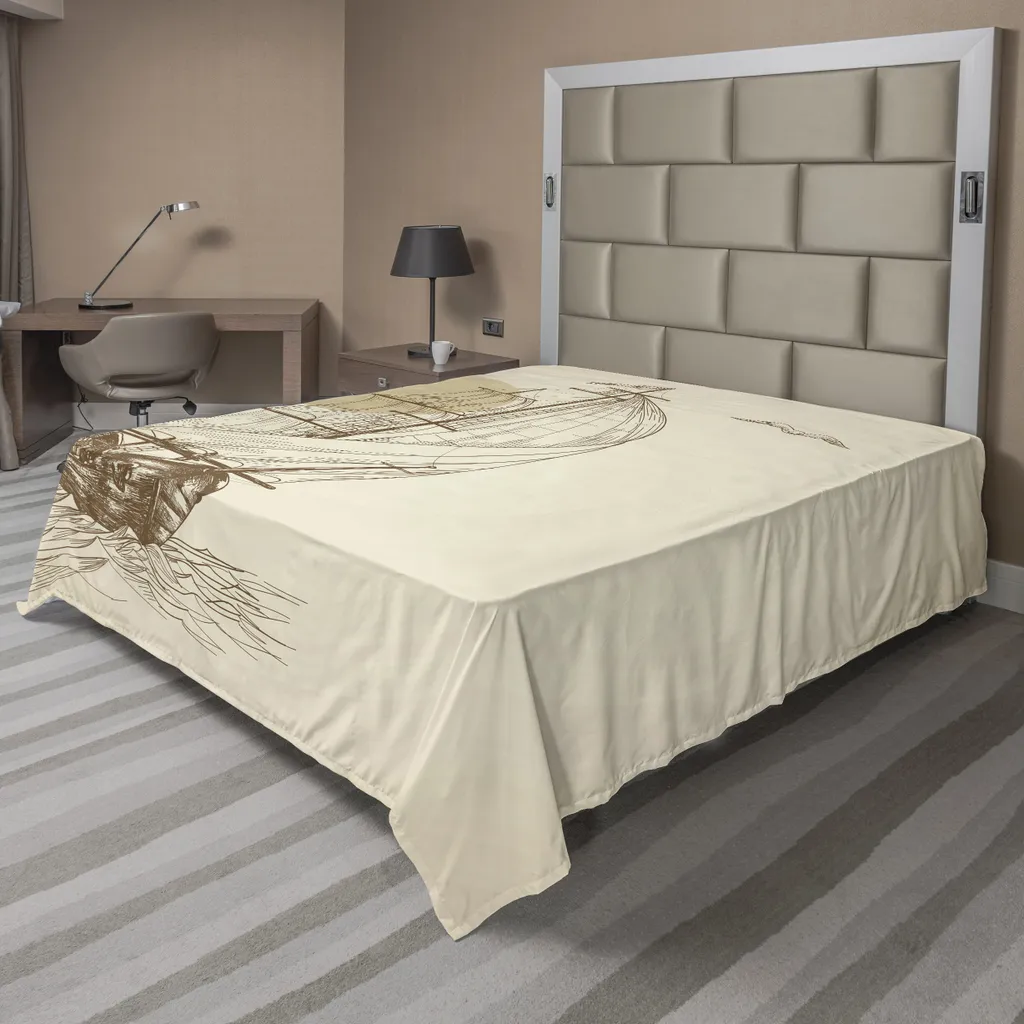 ABAKUHAUS Drap Plat Nautique Voilier 244x205cm en Microfibre Beige Écru