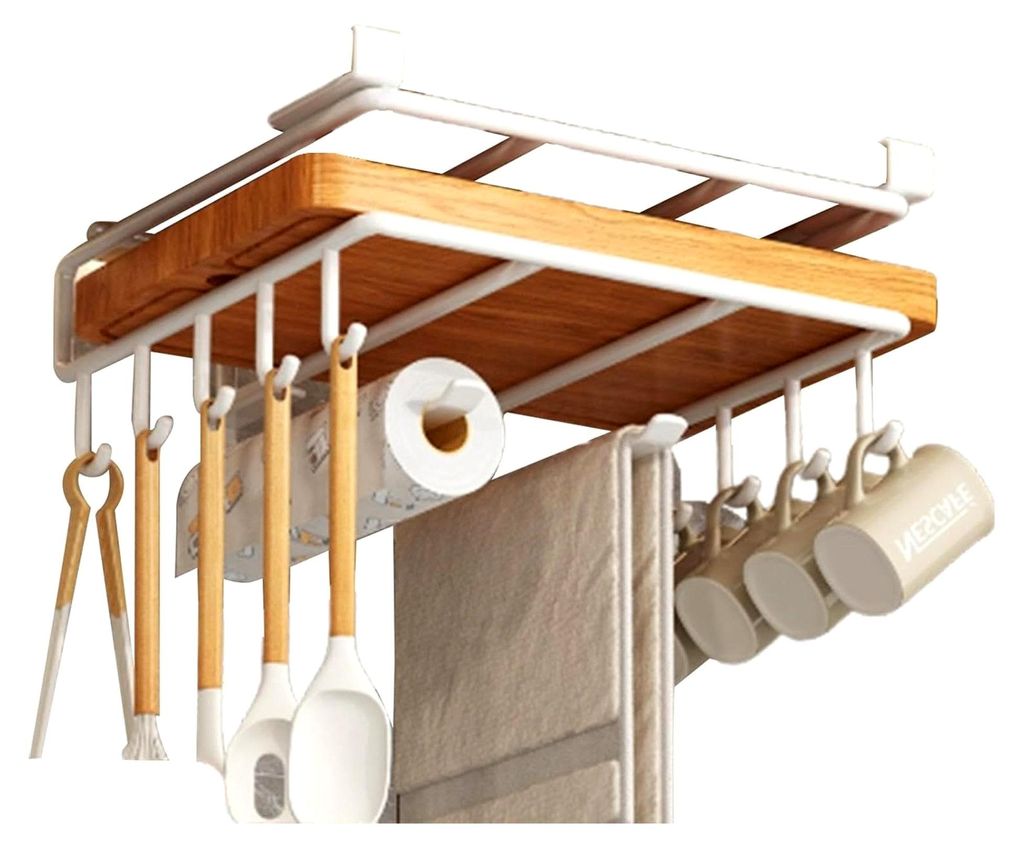 Haken unter dem Schrank – Multifunktionaler Edelstahlhalter für Küchenpapierhandtücher, Schneidebretter und Handtücher im Badezimmer und Wohn...