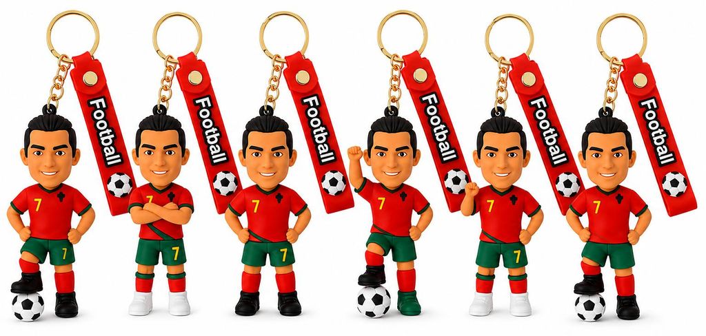 Fußball Schlüsselanhänger Ronaldo Bagclip Rucksackanhänger Produktbild  KI-generiertes Bild
