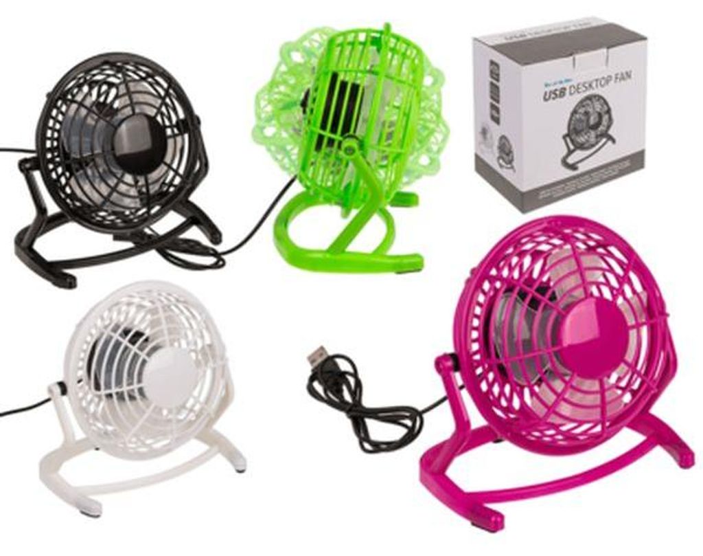 Tischventilator 15x14cm mit USB-Kabel 4 Farben