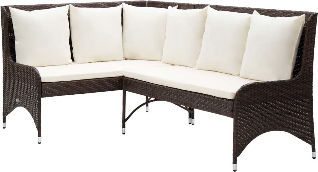 Garten-Ecksofa 2-tlg. Poly Rattan Braun