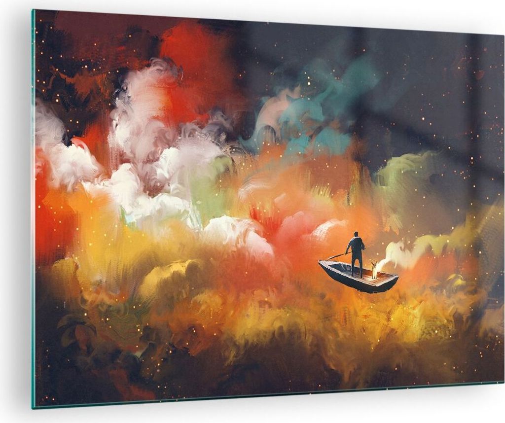 Bilder auf glas - Abstraktion Boot - 70x50cm - Glasbilder - Wandbilder - Kunstdruck - zum Aufhängen bereit - Wanddekoration aus Glas - Glas Bilder...