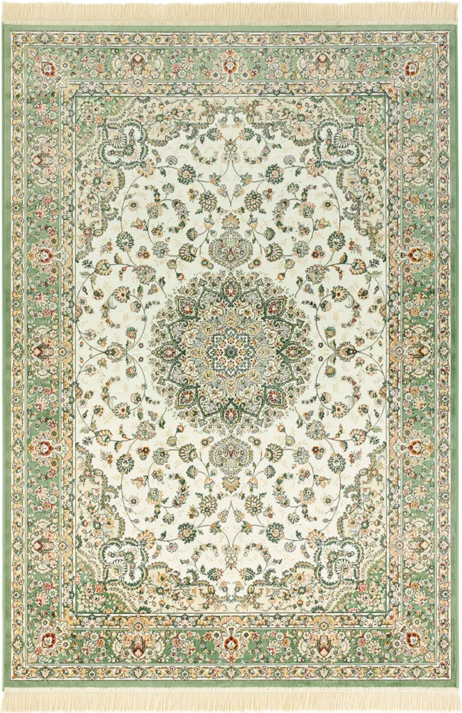 Petit Tapis de Décoration Naveh 104379 Ivoire/Vert - Idéal Chambre