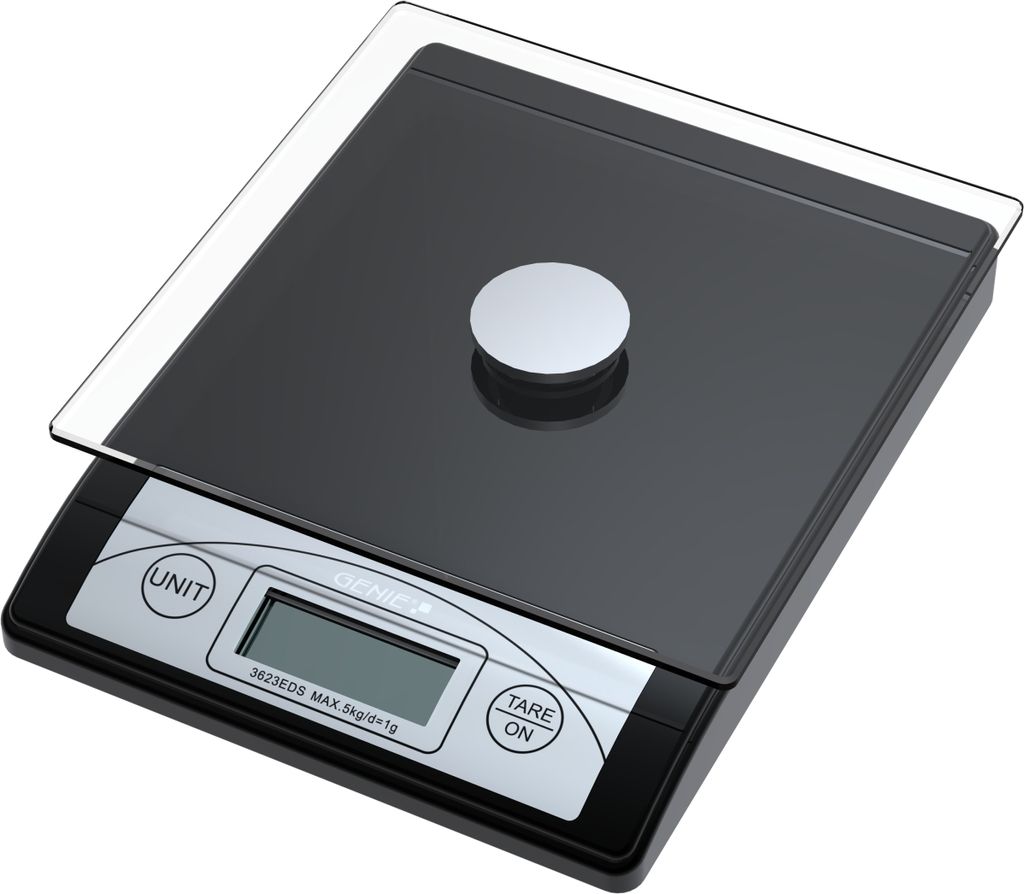 Briefwaage 5000g Glasteller schwarz Packung mit 5 Stück