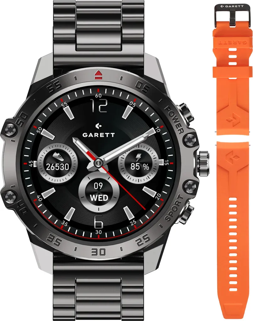 Garett V14 Acciaio Nero: Smartwatch AMOLED con Chiamate Bluetooth
