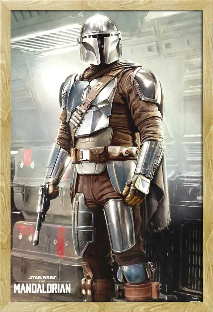 Affiche encadrée Star Wars The Mandalorian cadre bois hêtre Shinsuke 61x91