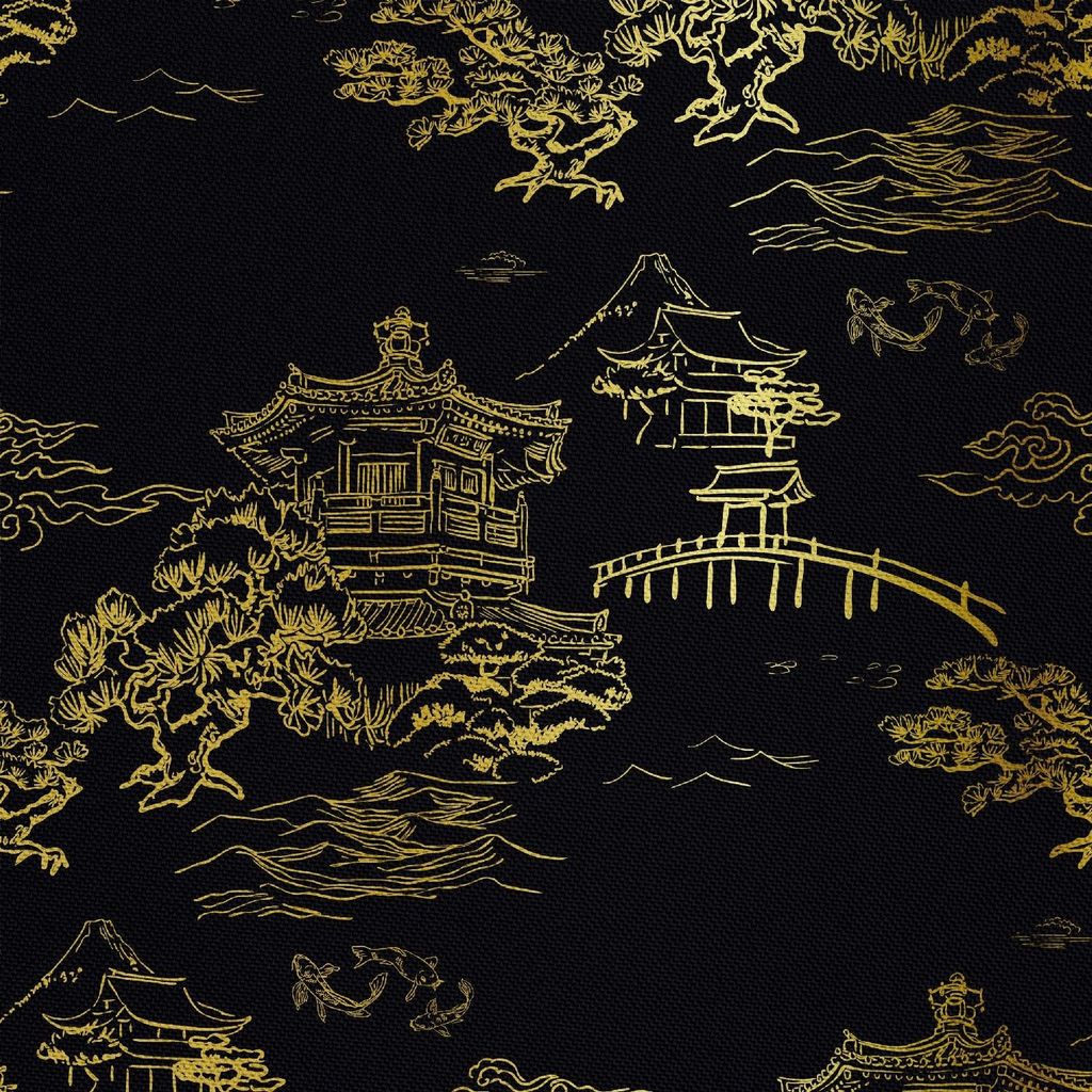 OUTDOOR DEKOSTOFFE OXFORD - Motiv Japanischer Tempel
