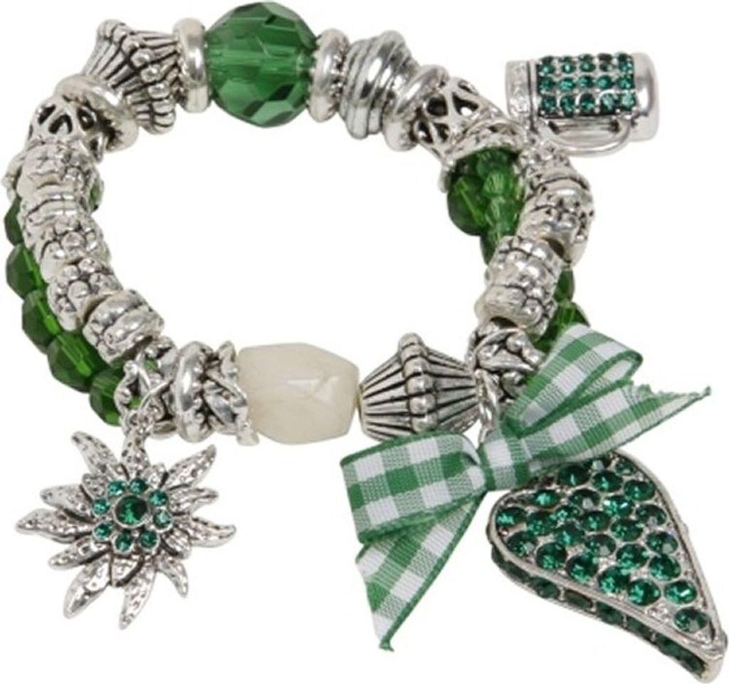 Trachtenarmband Armband Trachtenschmuck Charivari Zahn Grün Edelweiß