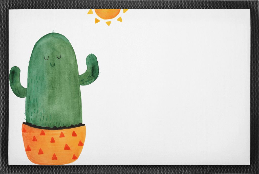 Mr. & Mrs. Panda fußmatte Kaktus Sonne 50 x 75 cm - Schwarz - Geschenk, Schmutzfänger, Kakteen, Eingangsteppich, Schmutzmatte, Geschenkidee, Freu...