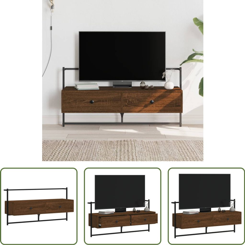 The Living Store TV-Wandschrank Braun Eiche 100,5x30x51 cm Holzwerkstoff