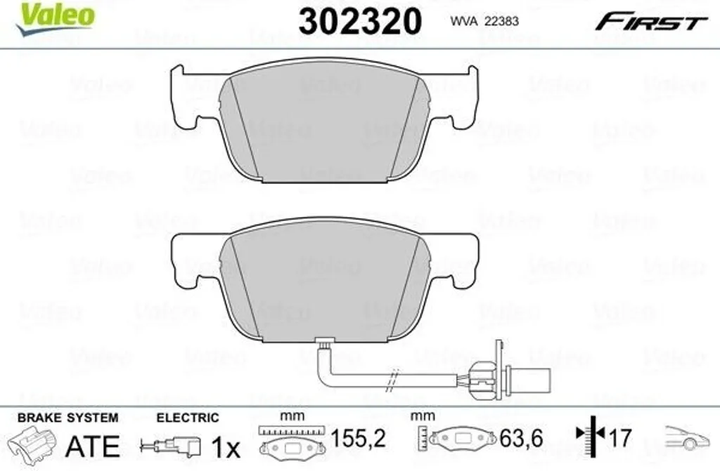 Plaquettes de frein avant Valeo 302320 pour Audi A4 8W et A5 F5 OE