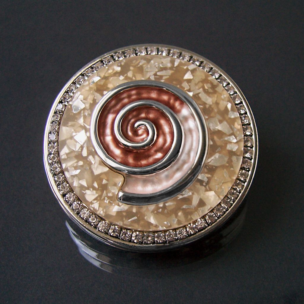 Brosche Magnet Magnetbrosche Silber Beige Strass 4,5cm Produktbild 2