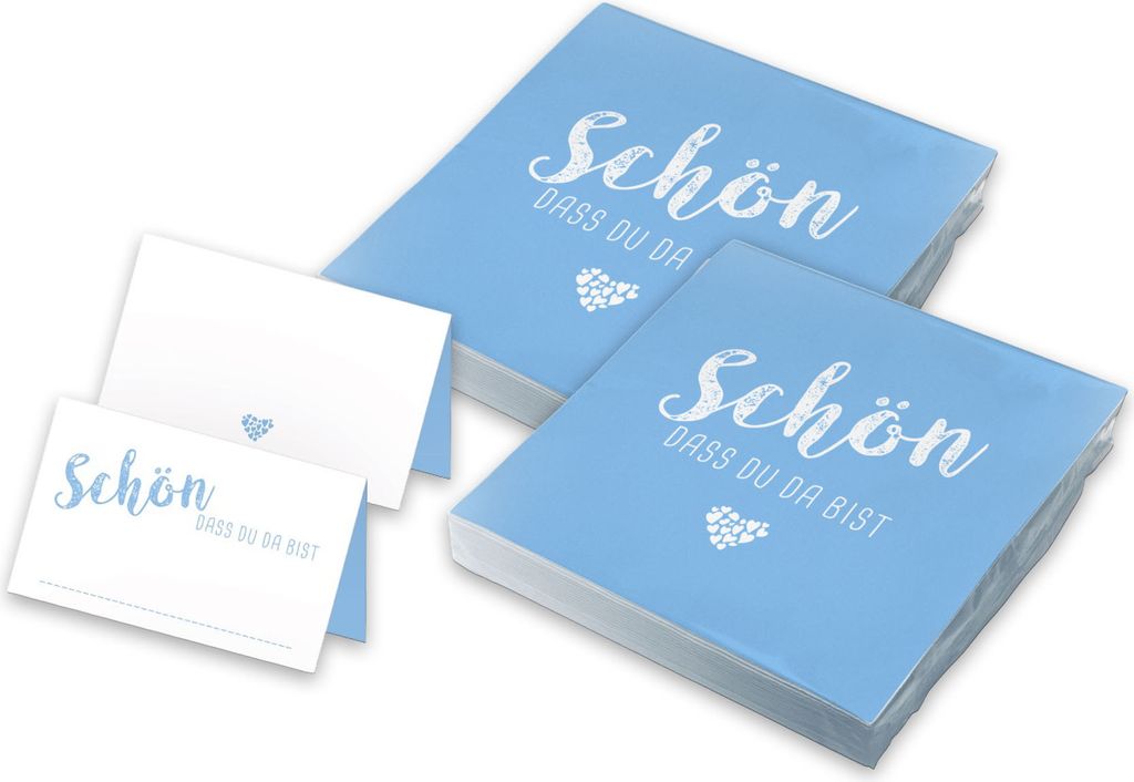 itenga 40x Servietten mit 48x Tischkarten Set - Schön dass Produktbild 