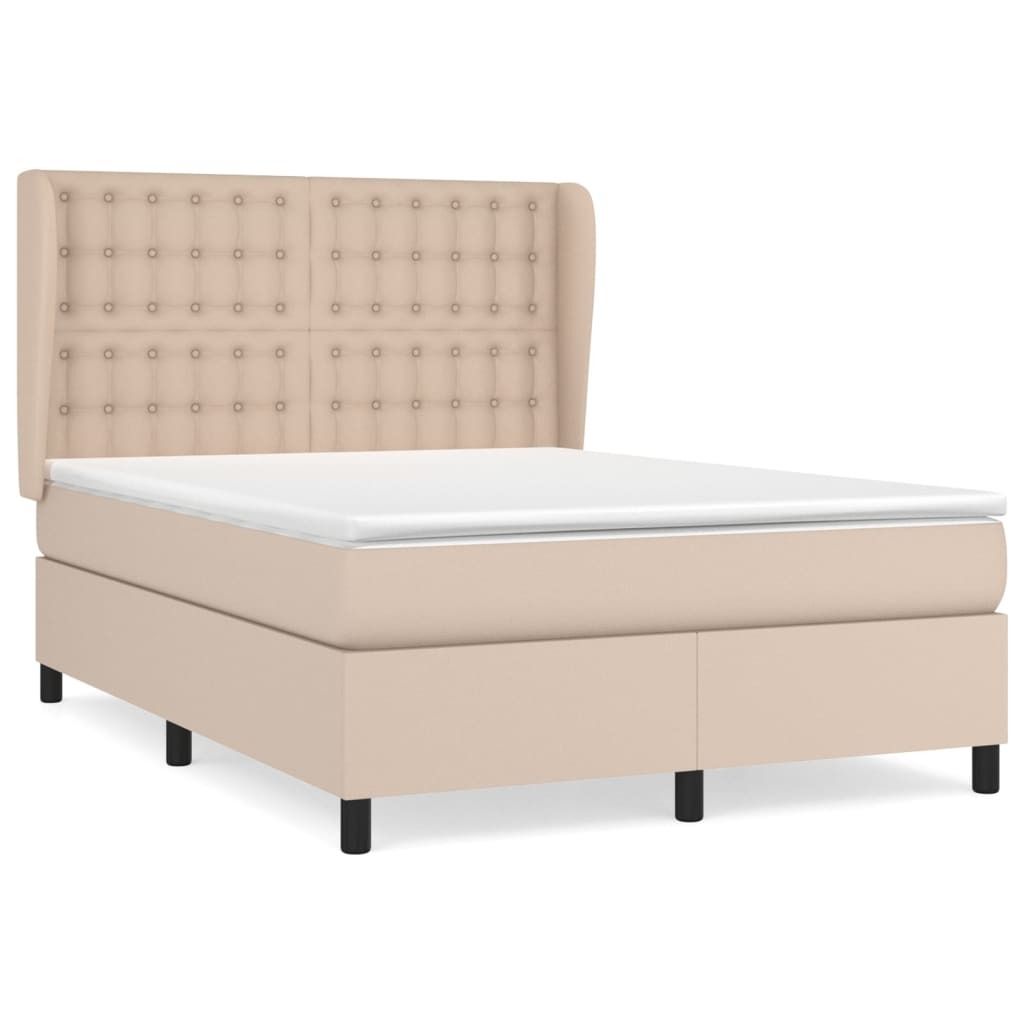 SYFAX Boxspringbett Matratze Cappuccino-Braun 140x200cm Kunstleder