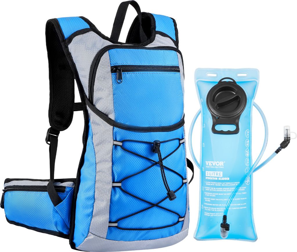 VEVOR Wasserbeutel-Rucksack, 15 l, isolierter Rucksack, Wanderrucksack, geeignet für Radfahren, Laufen und Reisen, Schwarz, Hydro-Wasserrucksack f...