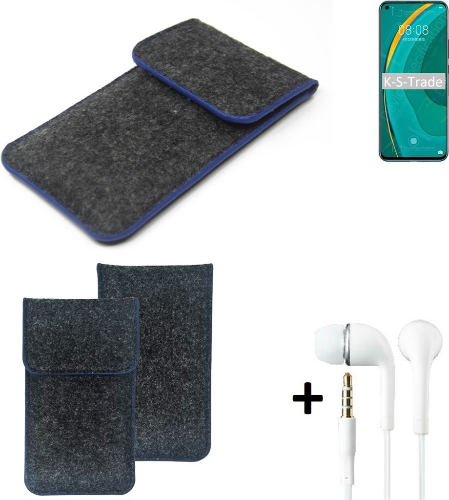 K-S-Trade Handy Schutz Hülle kompatibel mit Huawei nova 7 5G Schutzhülle Handyhülle Filztasche Pouch Tasche Case Sleeve Filzhülle dunkelgrau,