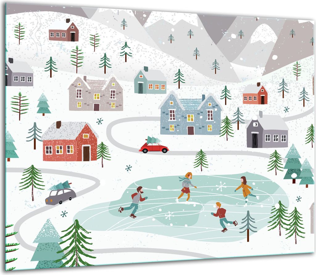 Herdabdeckplatten Glaskeramikkochfeld-Abdeckung Spritzschutz Glas 60x52cm Winter