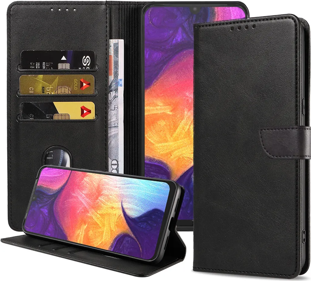 Custodia Samsung Galaxy A50 in Ecopelle Nera Smartphonics - Wallet Flip