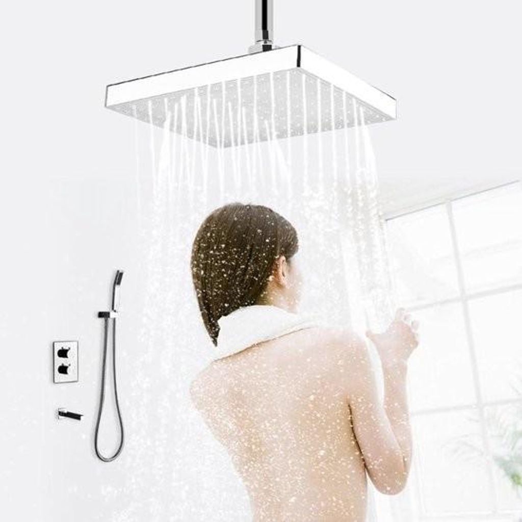 Allecto Plus – Quadratischer Duschkopf 8 Zoll, Chrom, mit LED-Beleuchtung – Regendusche – 7 Farben – Für Bad und Hotel – Romantische Sti...