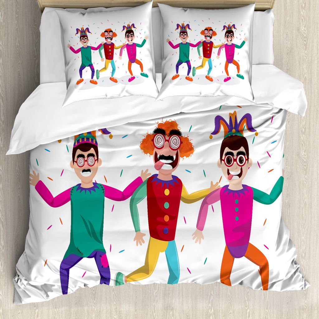 ABAKUHAUS Clown Bettbezug Set für Einzelbetten, Lustige verrückte Entertainer Männer, Milbensicher Allergiker geeignet mit Kissenbezug, 155 cm x...