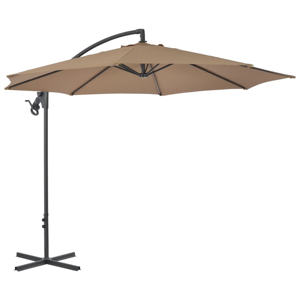 vidaXL Ombrellone semaforo con palo in acciaio 300 cm Taupe Immagine del prodotto 