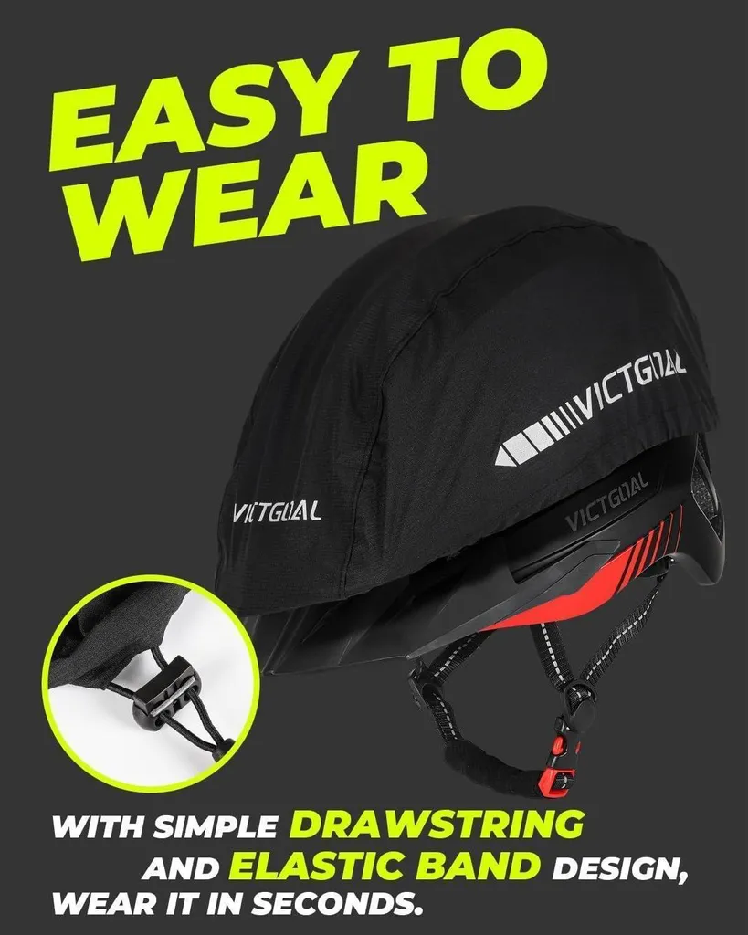 Couvre-Casque Imperméable Victgoal Noir avec Réflecteurs Haute Sécurité