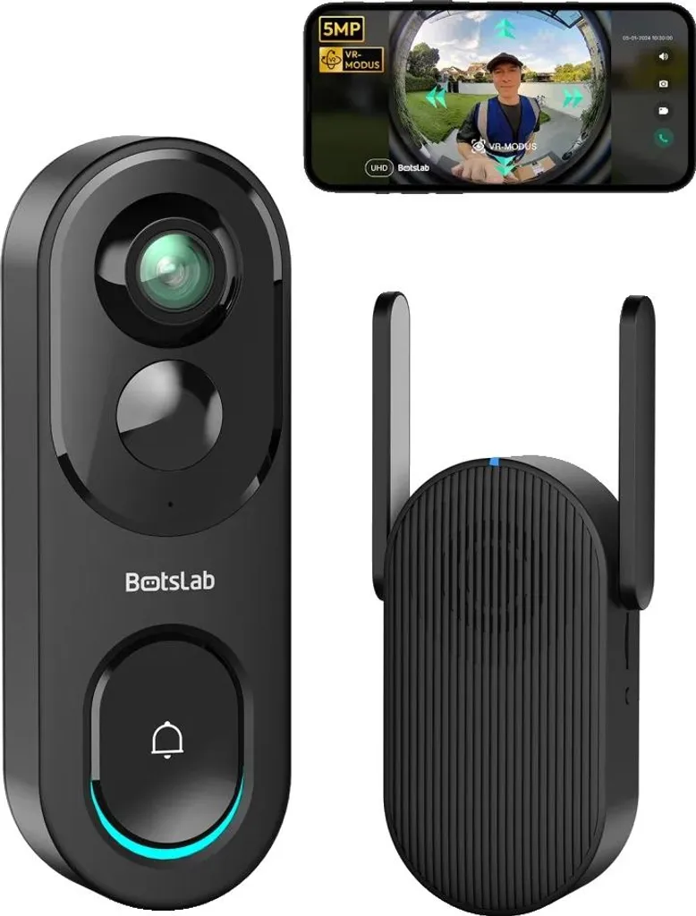 Sonnette Vidéo Botslab R810 HD avec Vue Panoramique 180° Prise EU