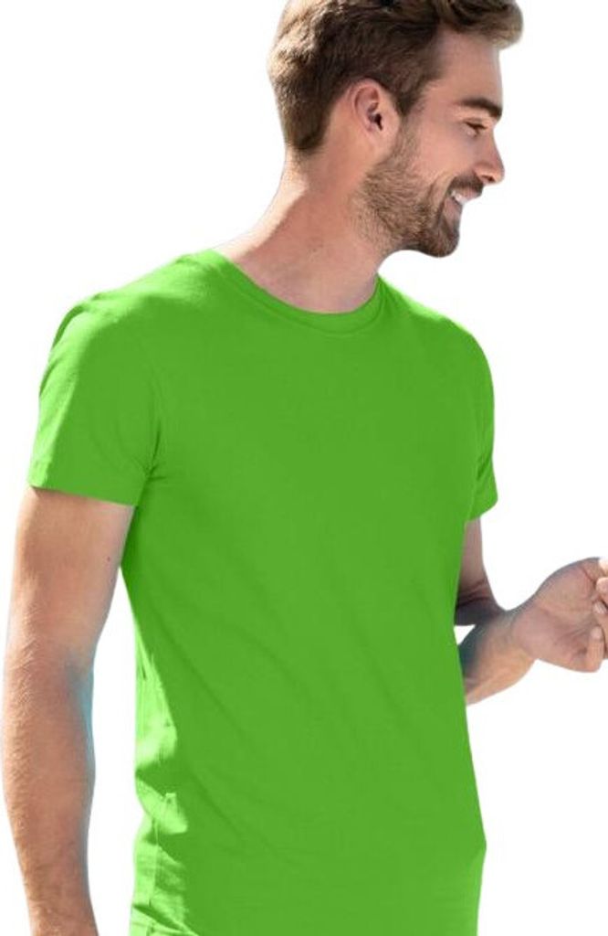 Eng anliegendes Herren-T-Shirt, 100% Baumwolle, unbedruckt, einfarbig, 180g/m2, Farbe Apfelgrün, Größe L