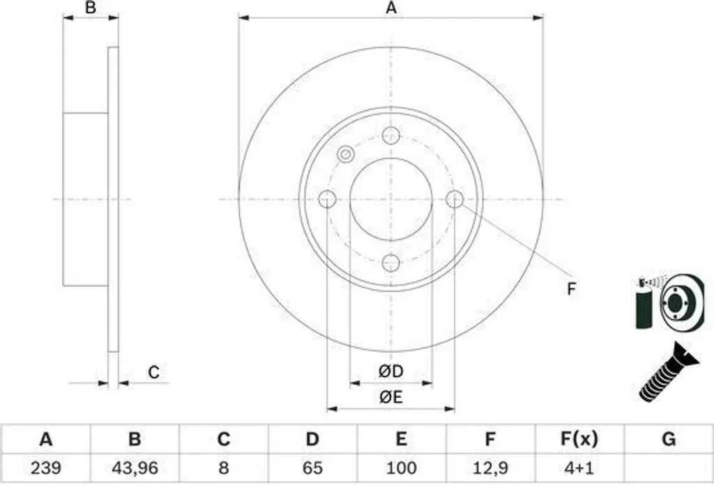 2 disques de frein BOSCH 0 986 479 V90 pour VW GOLF I et POLO 86