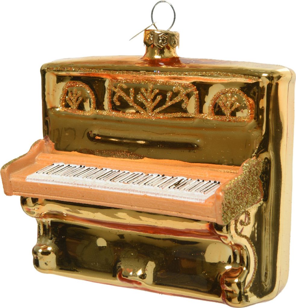 Christbaumschmuck Glas Klavier 10cm - Gold Produktbild 