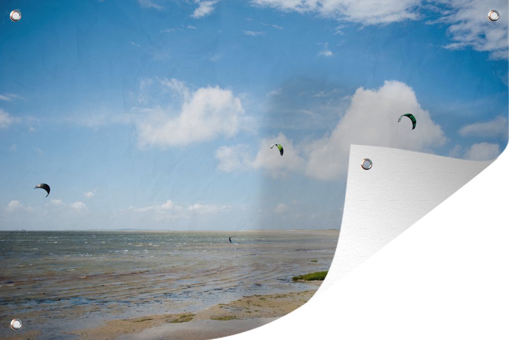 MuchoWow 60x40 cm Outdoor-Poster Gartendeko Sichtschutz Garten Poster für den Garten Menschen beim Kitesurfen auf Terschelling