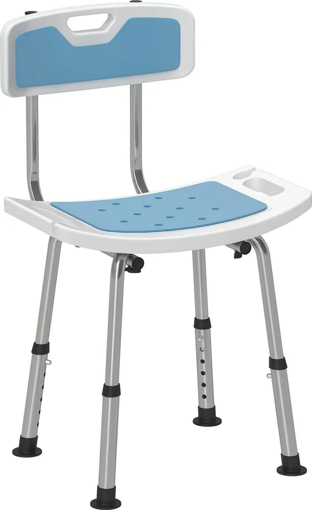 Siège de douche antidérapant réglable avec support pommeau pour senior bleu