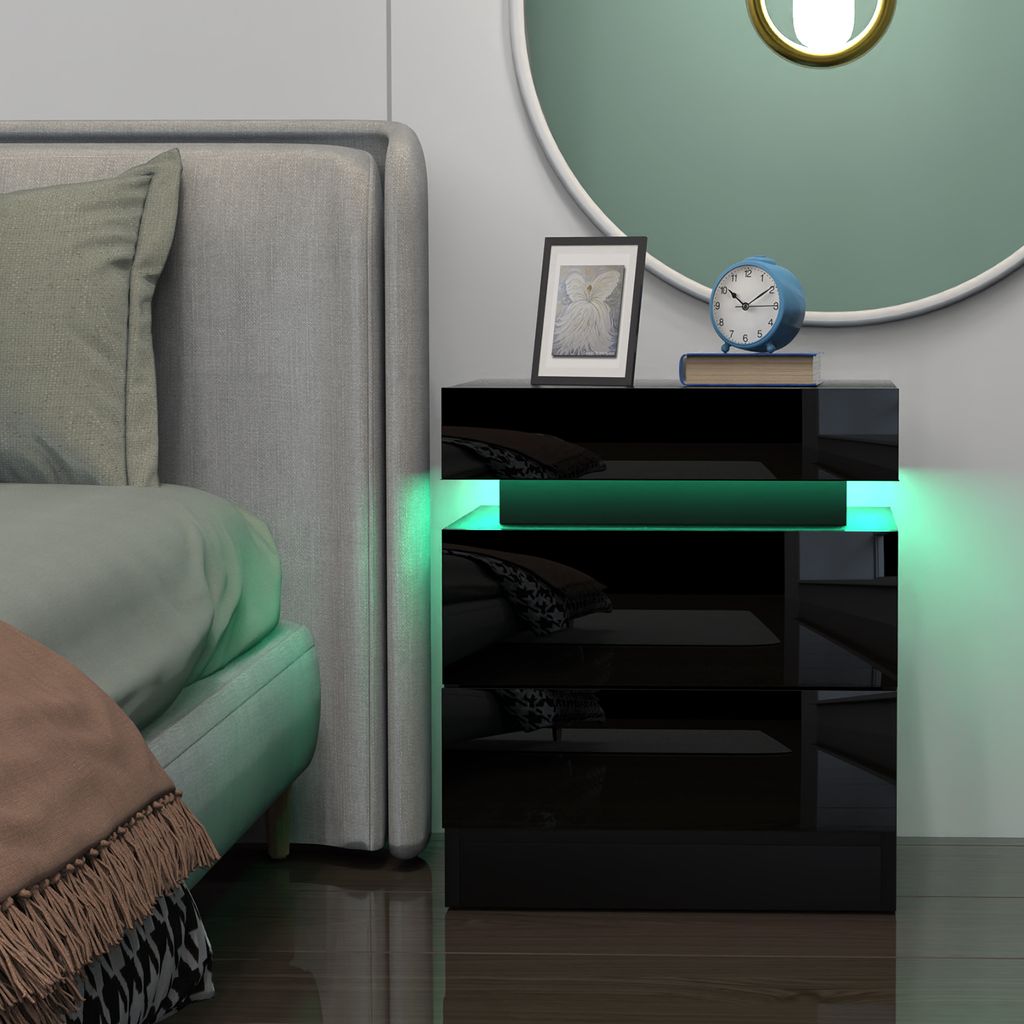Nachttisch mit LED Beleuchtung,mit 2 Schubladen, mit 16 Produktbild 