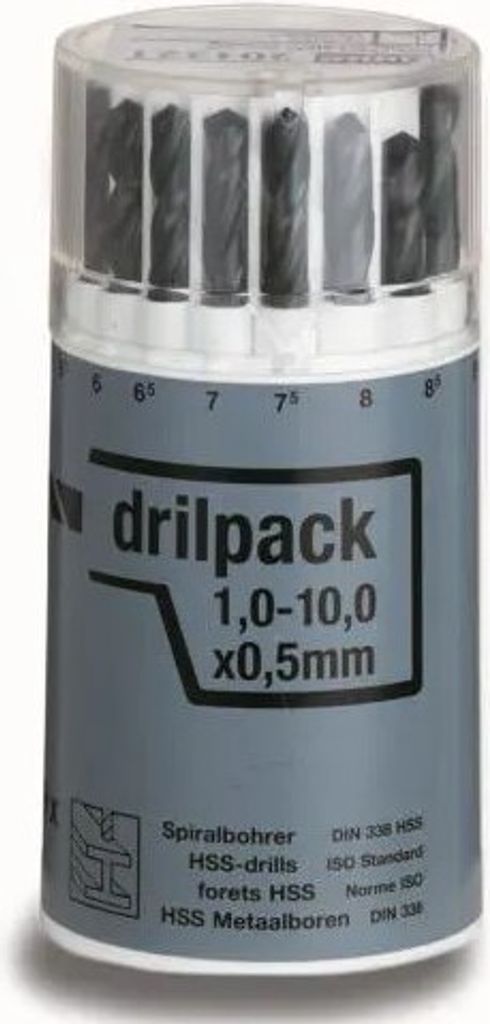 Cimco Spiralbohrer-Sortiment, 19teilig, 1-10 mm Durchmesser, steigend um 0,5 mm 201320