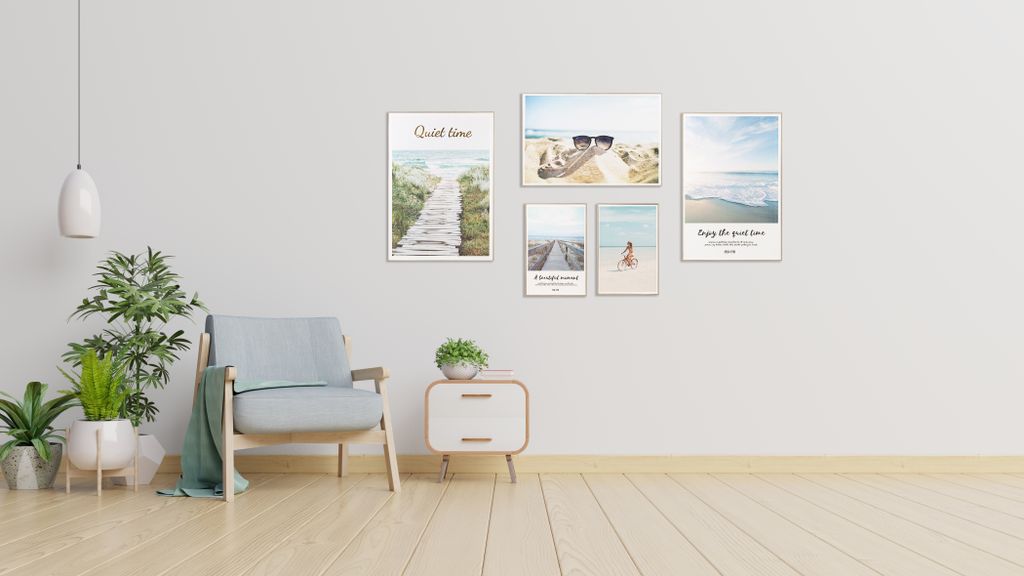 Visario gerrahmtes Bilder Set 5 Teile Strand 4505 deutsche Marke und Lager